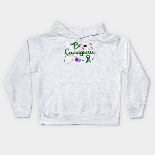 Be Courageous Green Awareness Ribbon Kids Hoodie by AlondraHanley